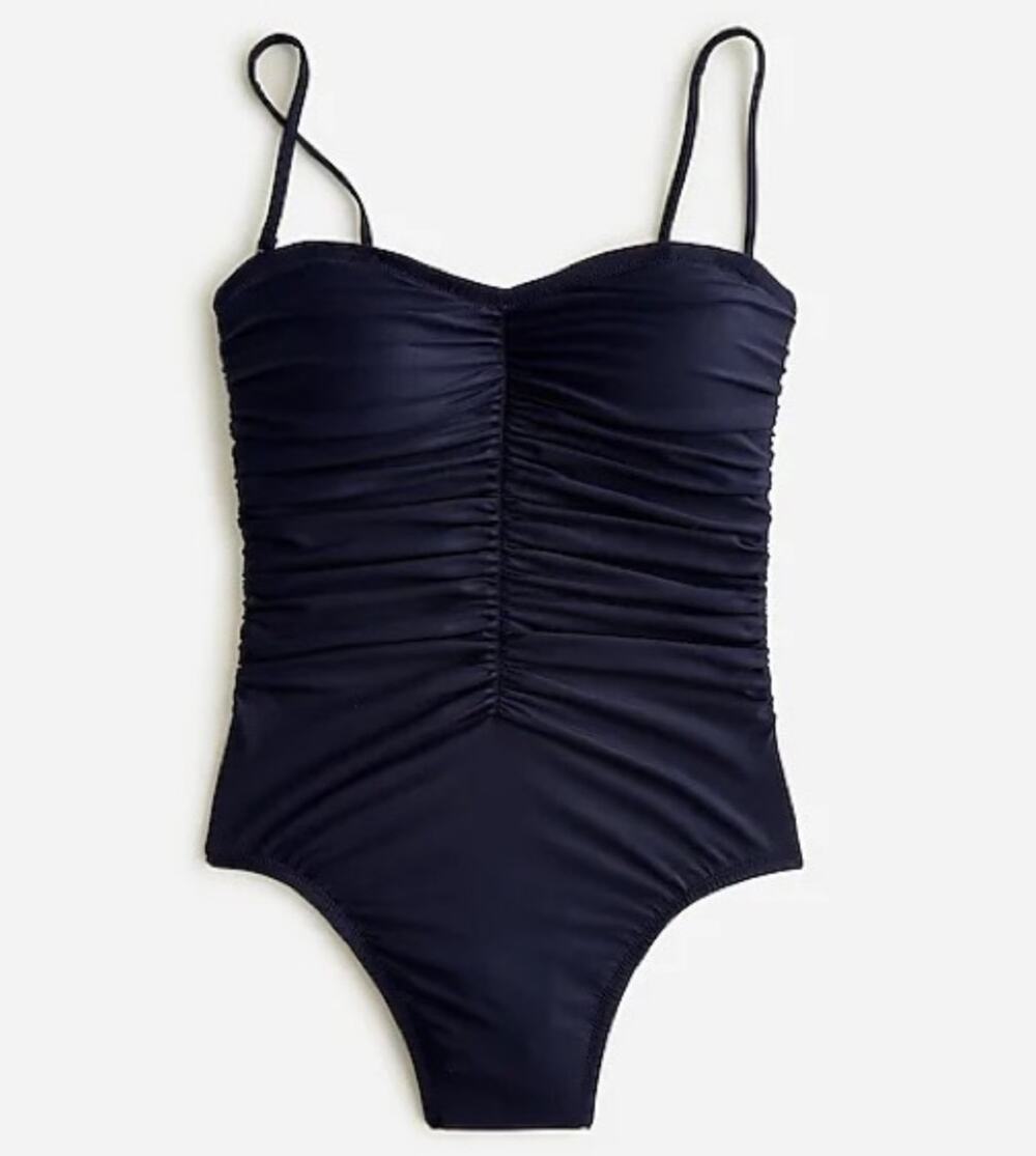 J.Crew Ruched Sweetheart One Piece Swimsuit Padded Black Classic US 22 NWT